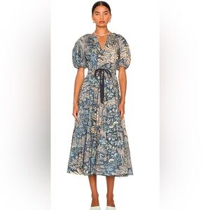 Ulla Johnson Olina Midi Dress in Waimea color SIZE 14
